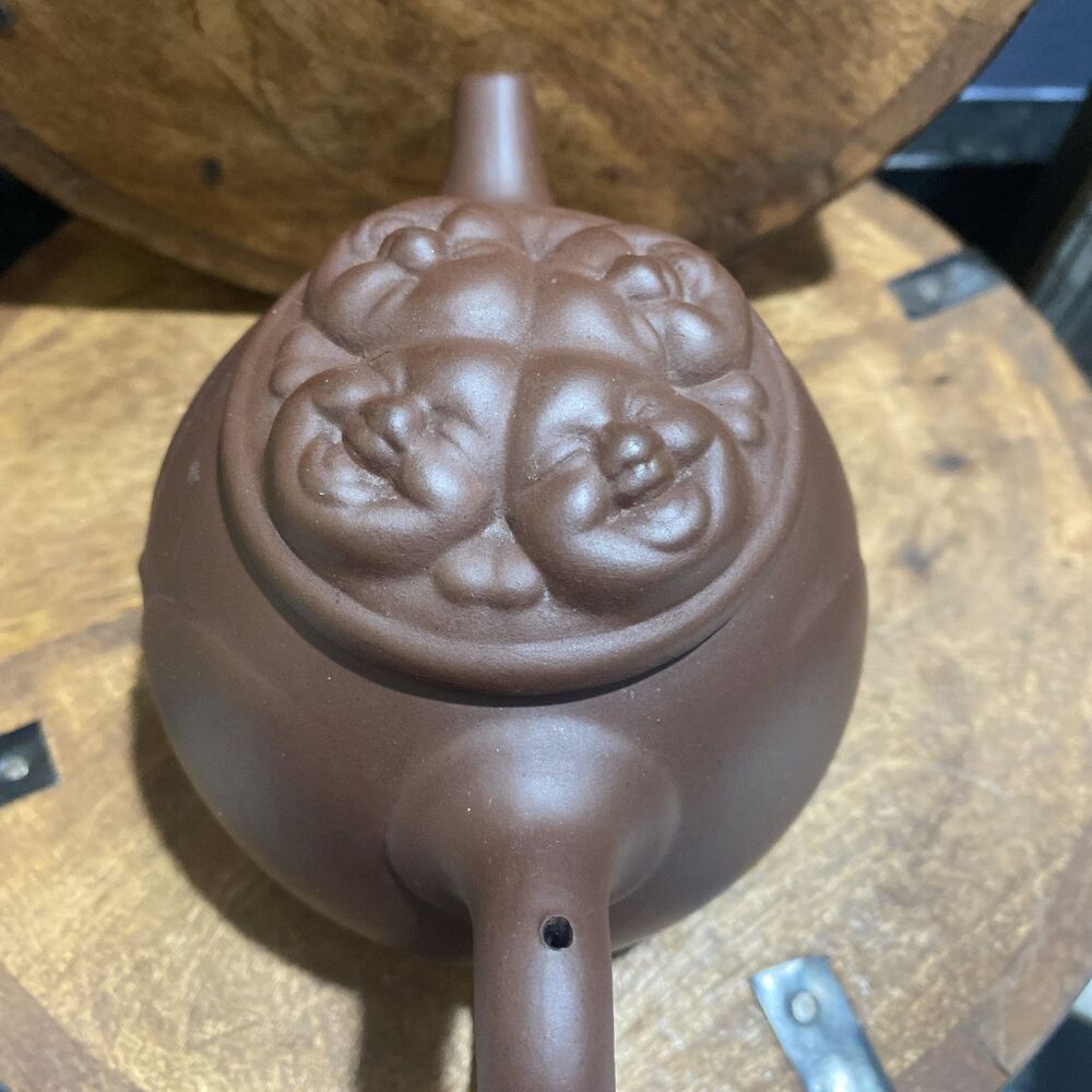 Yixing Zisha purple Clay pot Handmade Maitreya Buddha head Kung Fu Teapot